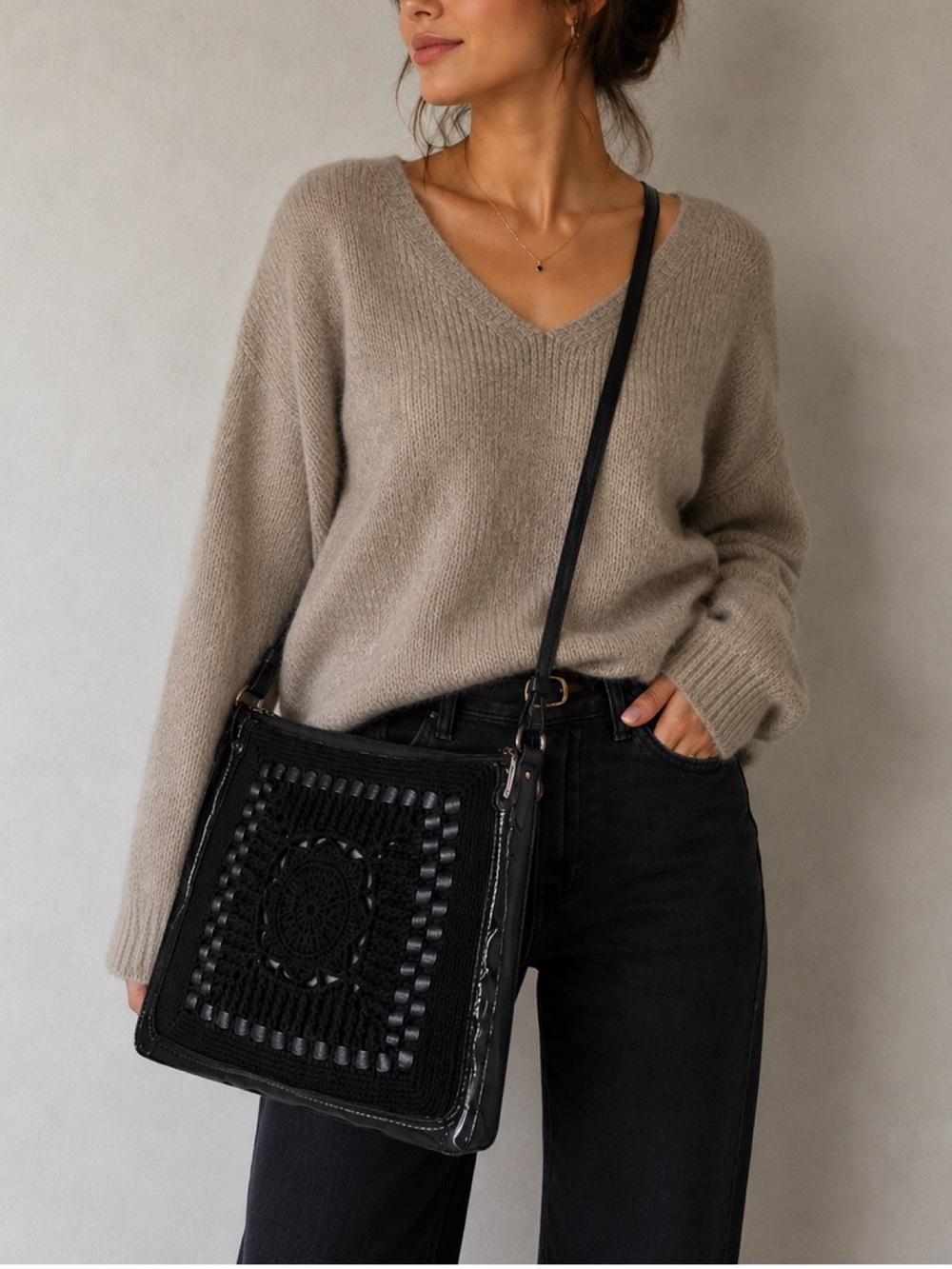 Brighton Limited Edition Black crochet crossbody bag